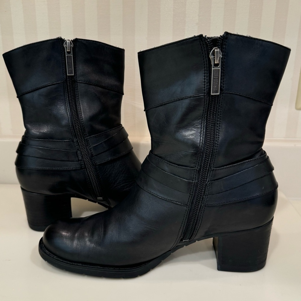 Harley Davidson Black Leather Riding Boots Women’s Size 7 D85397 - Picture 11 of 16